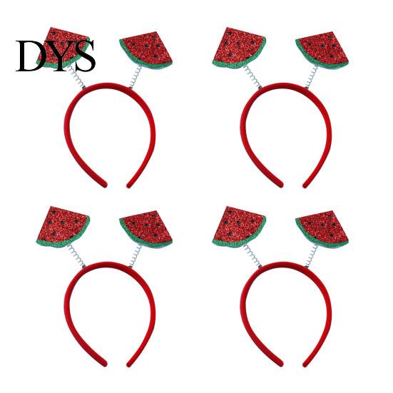 Cute Cartoon Headbands 4Pcs Fruit Decor Watermelon Cherry Children Hair Accessories Strawberry Headpiece Spring Design Hoop Headdress Stretchy