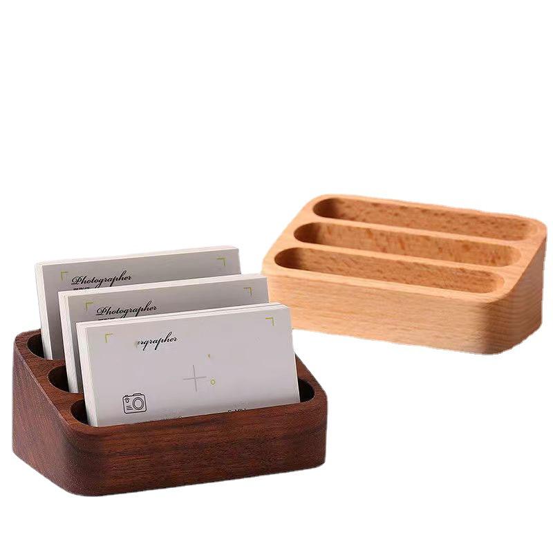 1pcs Wooden Business Card Box Creative Desktop Large Capacity Display and Storage Front Desk Business Card Holder