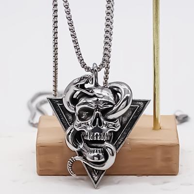 Hip Hop Skull Wrapped Around Snake Necklace Pendant