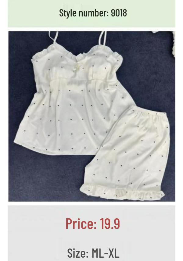 Women's Ice Silk Nightgown Set: Built-in Bra, Camisole, and Skirt - No Returns/Exchanges