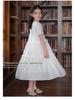 Girls' Embroidered White Cotton Dress – Sweet Bubble Sleeve Cake Design for Summer