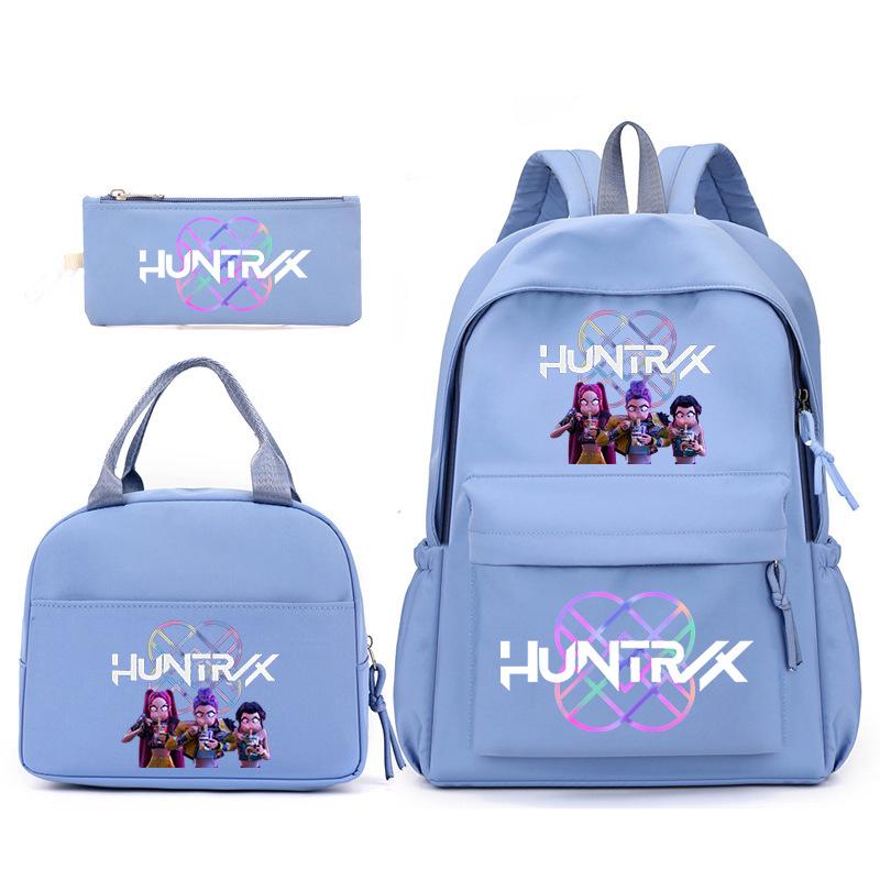 Kpop Korean Version Peripheral Printing Backpack Lunch Bag Casual Pencil Bag Primary And Secondary School Student Schoolbag Set