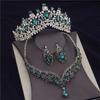 Wunderschöne rosa Kristall-Diademe Brautschmuck-Sets für Frauen Mode Krone Ohrringe koreanische Hochzeit Halskette Dubai Schmuck-Sets