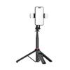 Aluminum Alloy Extendable Selfie Stick Tripod 1.3m with Dual Lights & Phone Holder - Black