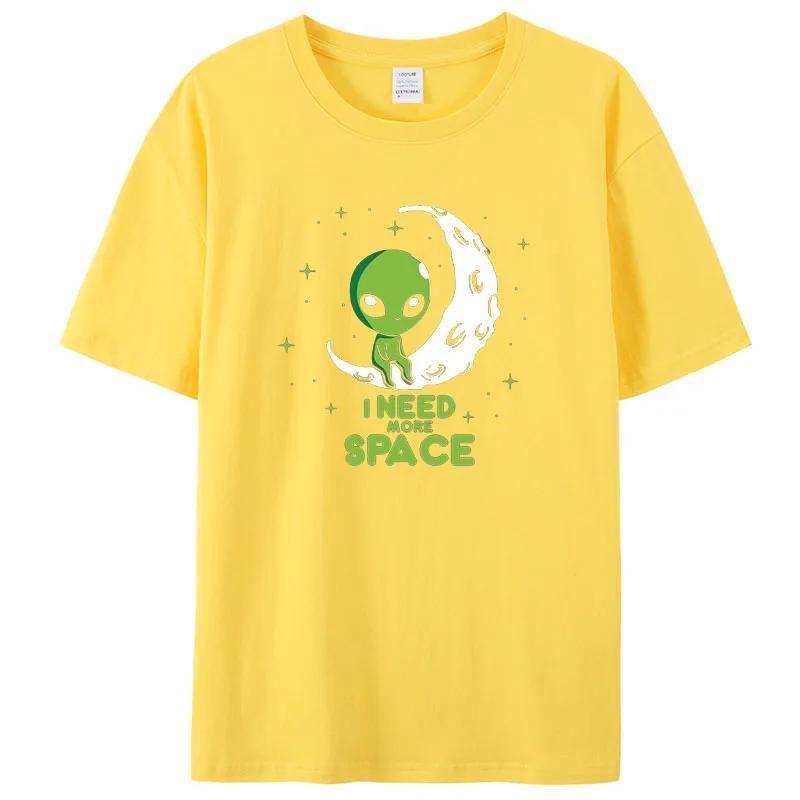 I Need More Space Green Alien Female T-Shirts Street Harajuku Tops Casual Breathable Short Sleeve All-math Soft Womens Clothing