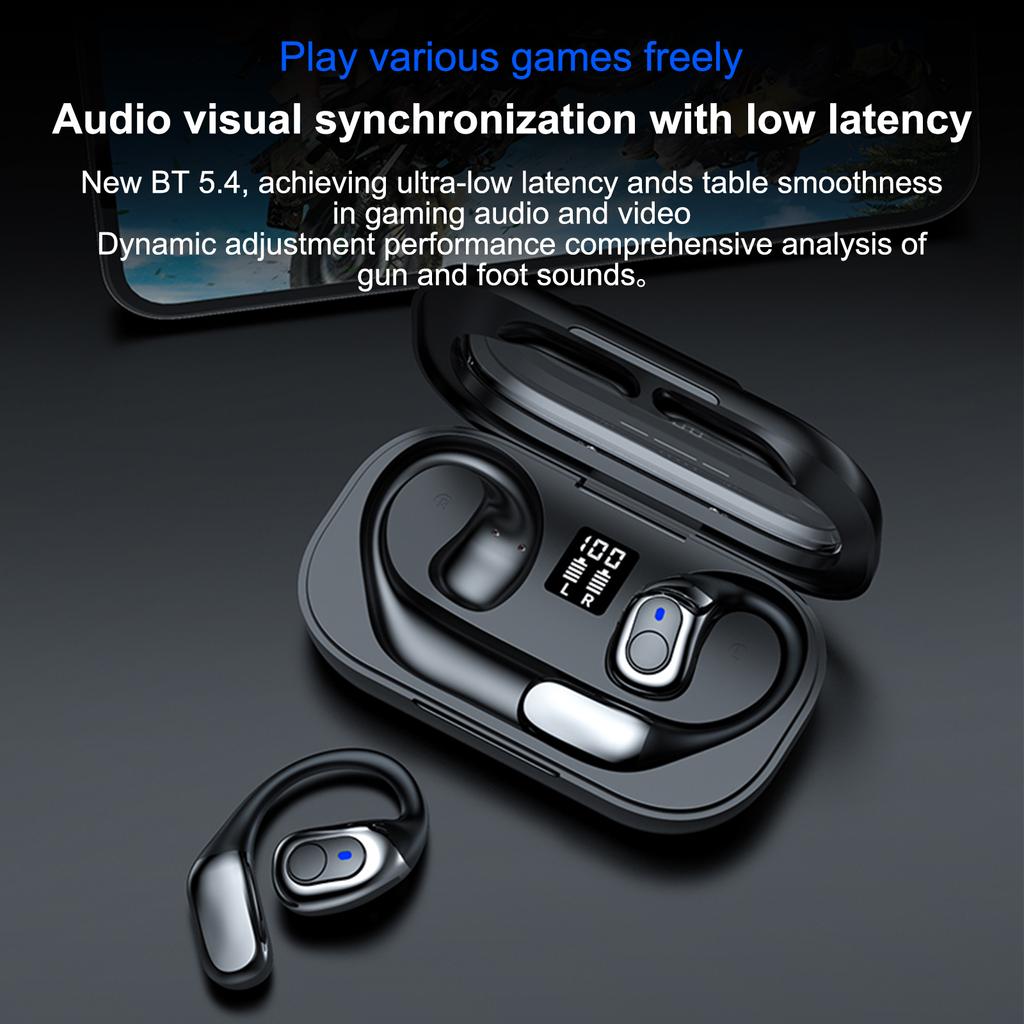 BT5.4 True Wireless Headphones Earhook Earbuds Waterproof Sport Earphone Ultra-Low Latency Game
