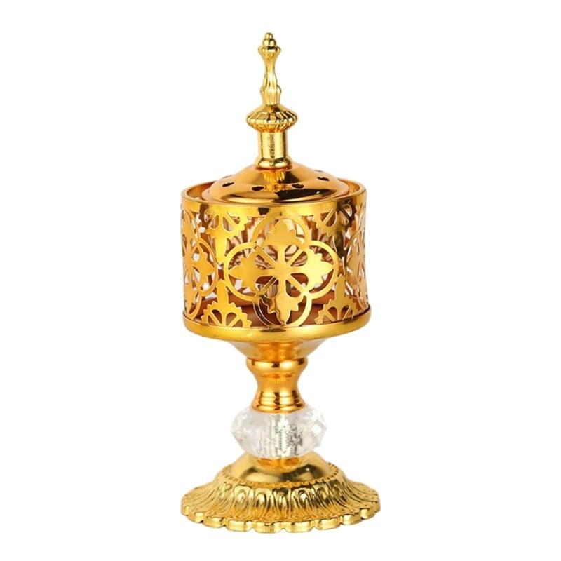 Incenses Burners Metal Cones Incenses Holder with Lid for Yoga Aromatherapys Golden Censers Table Ornament Home Decors