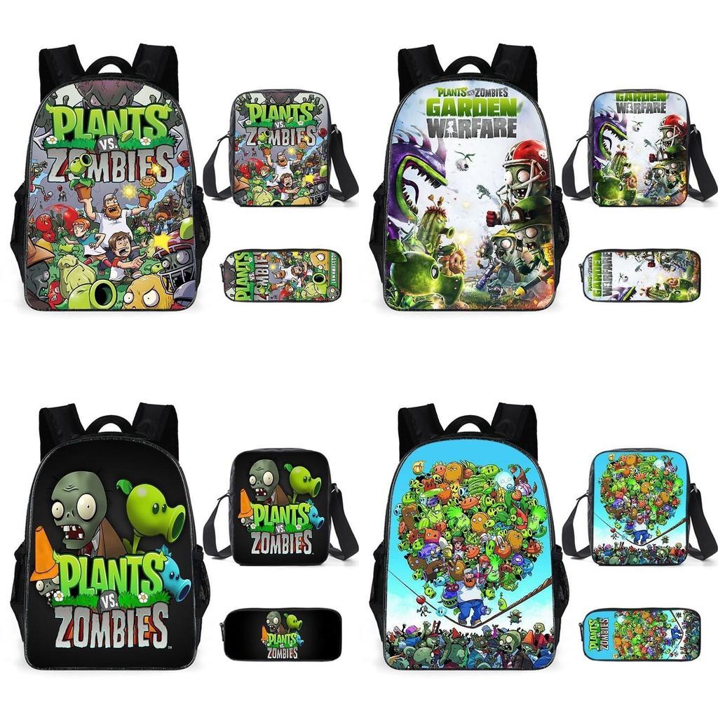 Vs Plants Zombies Kids School Backpack Threepiece Gift Set For Students Young