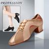 Scarpe da Danza Latina per Donna Adulta Tacco Medio ChaCha Tango Rete Sneakers da Ballo Scarpe per Insegnanti di Sala da Ballo