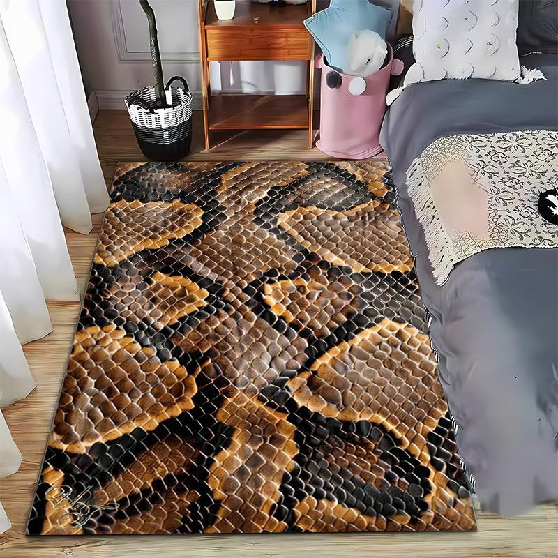 

Realistic Snake Skin Pattern Rug with Brown and Orange Scales Design Suitable for use as an anti-slip game mat for living room and bedroom sofas 40x60cm( 15x23in )