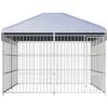 Chenil d'extérieur - Maison Exclusive - 300 x 300 x 185/200 cm - Structure acier - Toit polyéthylène