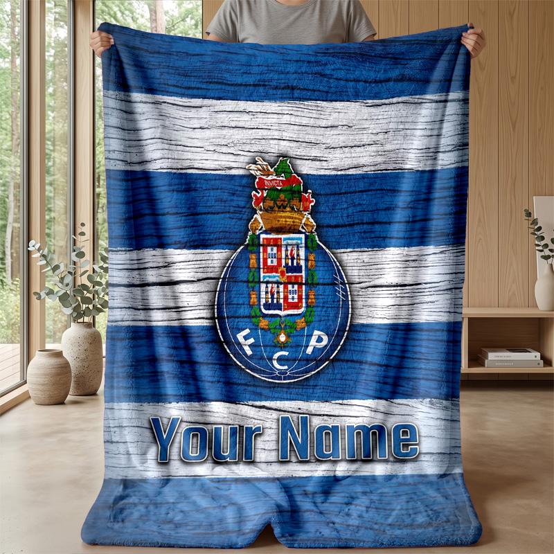 Custom Text Flannel Throw Blanket, Lightweight Cozy Bed Sofa BlanketFC Porto