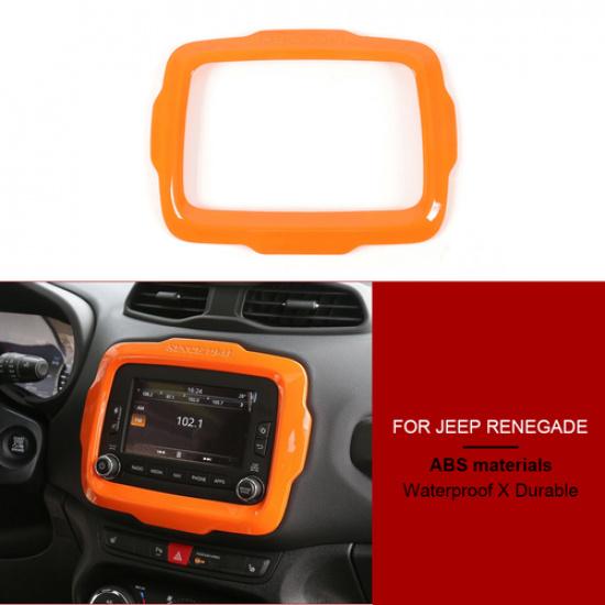 For Jeep Renegade 2015-17 Orange Center Console GPS Navigation Cover Trim Bezels