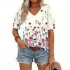 Womens Tops Short Sleeve Shirts Buttons V Neck  Fashion Outfits  Blouses  Casual