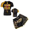 Herren Kompressions MMA Boxen Trainingsset Kurzarm Rash Guard Shorts Kampfsport Fitness
