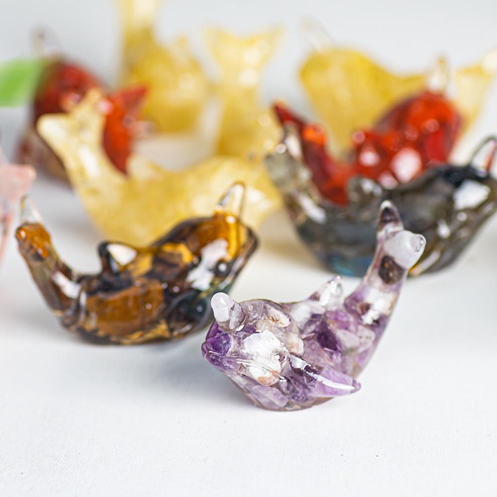 Resin Filled Natural Crystal Whale Figurine With Modern Minimalist Design For Gift Giving