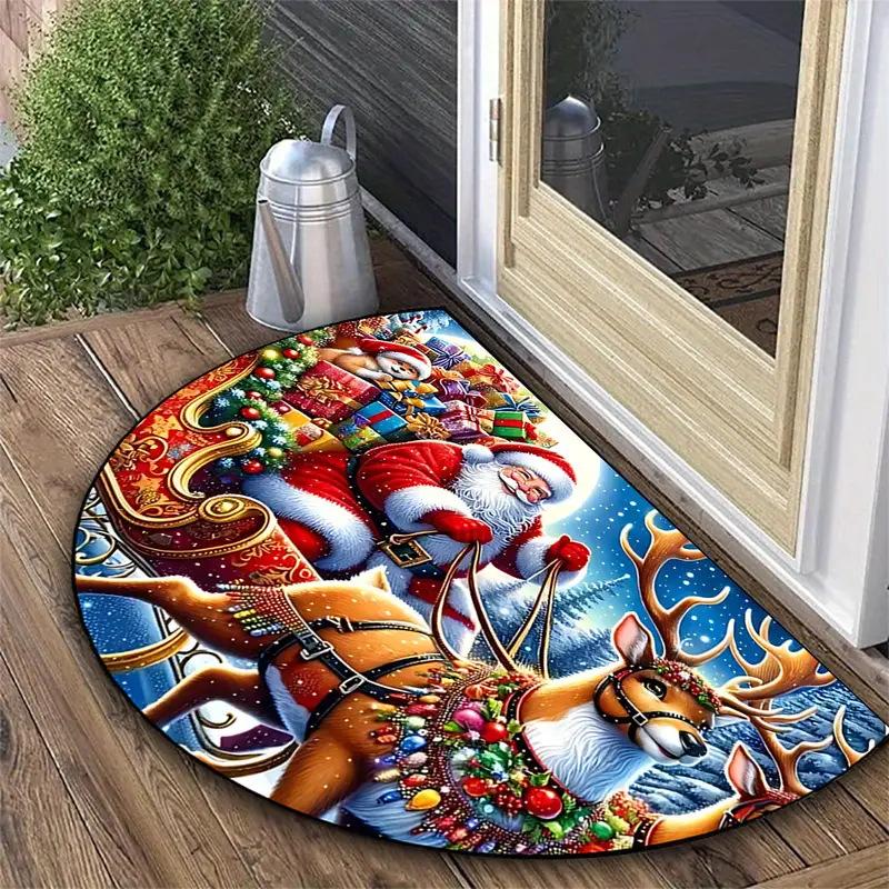 1PC VIKAMA Christmas Doormat Semi-circular Welcome Mat Anti Slip Wear-resistant Carpet for Living Room Bathroom Kitchen Tapete