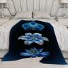 Blue Floral Design Microfiber Flannel Cover Blanket Bedroom Living Room Sofa Soft And Comfortable Home Decoration