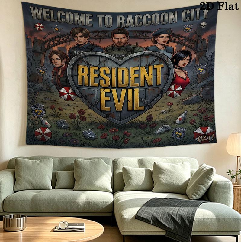 Resident Evil Wall Tapestry Aesthetic Wall Hanging Printed Fabric Blanket Decorative Tapestries For Bedroom Living Room Home Decor