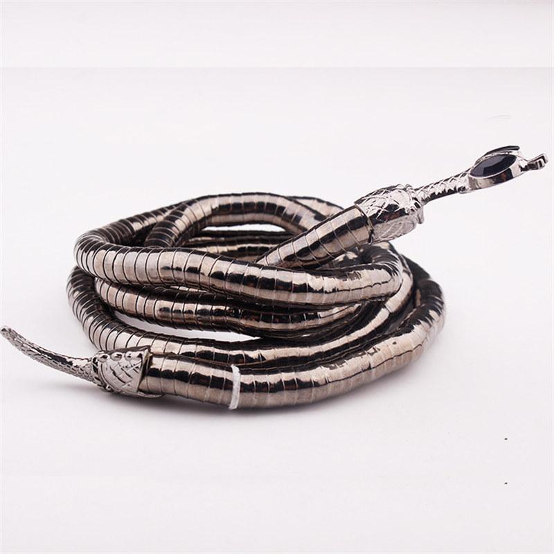 Punk Multi-layer Metal Gold Color Cool Bendy Snake Necklace Bracelet for Women Men Chunky Jewelry GZW