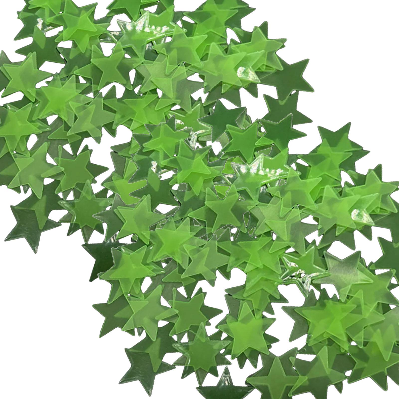 

100 шт. светящиеся в темноте звездные флуоресцентные яркие 3D пластиковые настенные наклейки для детской спальни, украшения потолка, размер 3 см 1