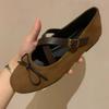 Fashion Mary Janes Elegant Women Flat Shoes 2025 New Fashion Round Toe Cow Leather Ballet Flats Casual Comfortable Shoes Zapatos Mujer