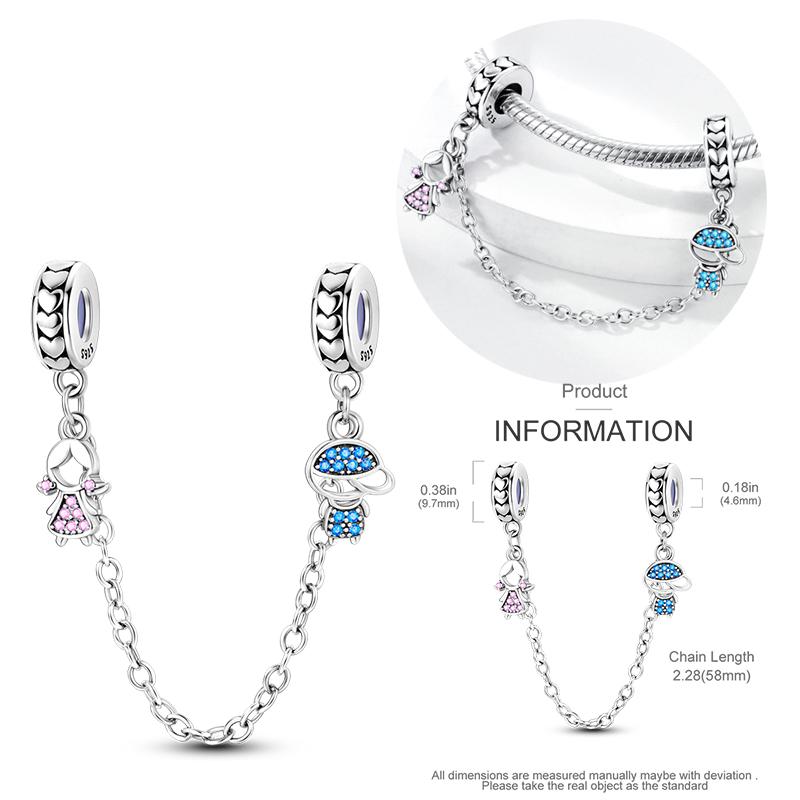 New Copper Star Moon Peach Heart Safety Chain Charm Beads Suitable For Pan Bracelets Diy Women'S Jewelry Gifts