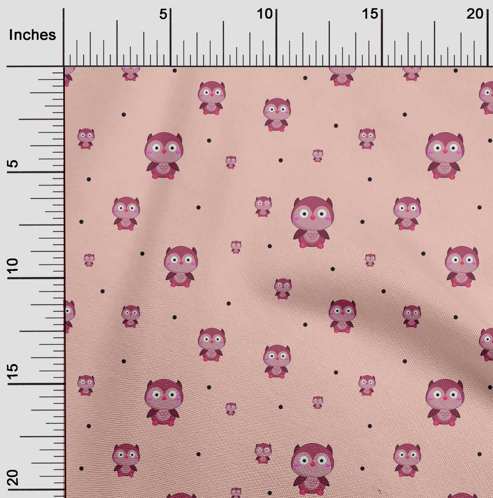 oneOone Cotton Flex Fabric Dot & Cartoon Owl Bird Print Fabric by The Yard 40 Inch