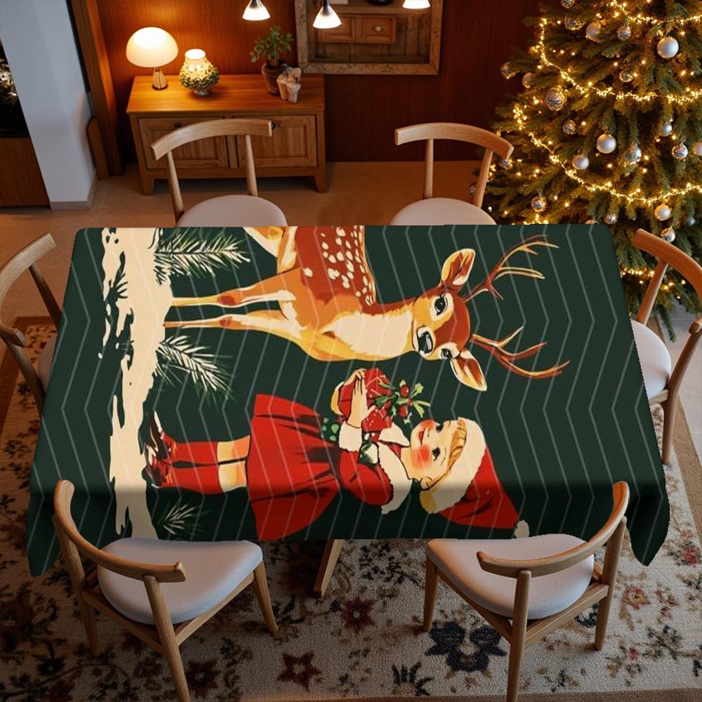 Weihnachts Rentier Muster Tischdecke Restaurant Küchentischdecke Wohnzimmer Heimdekoration Rechteckig Partydekoration