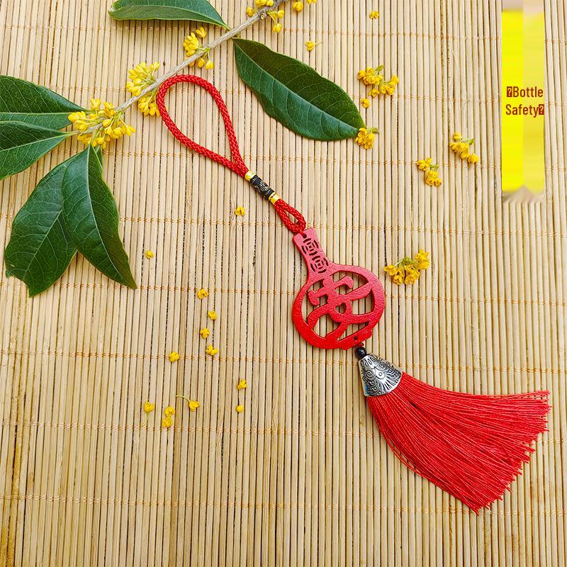Wooden Tassel Keychain Ornament for Spring Festival - Car Hanging Decoration for Wealth & Prosperity