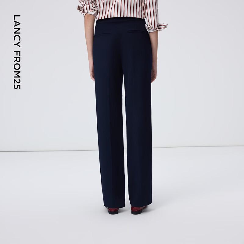 LANCY Women's Elegant Straight-Leg Wool Blend Trousers