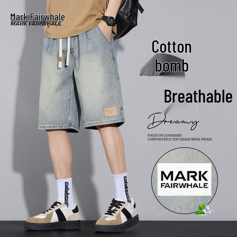 MARK FAIRWHALE Men s 2026 Summer American Ice-Cool Cotton Casual Denim Shorts L