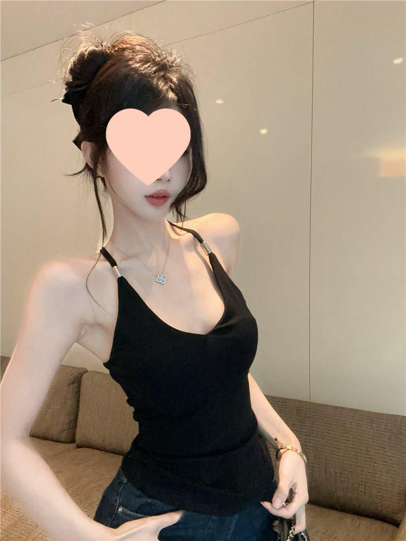 

Halter V-Neck Camisole Crop Top with Breast Pads - Women s Spicy Summer Sexy Bandeau Outwear One Size