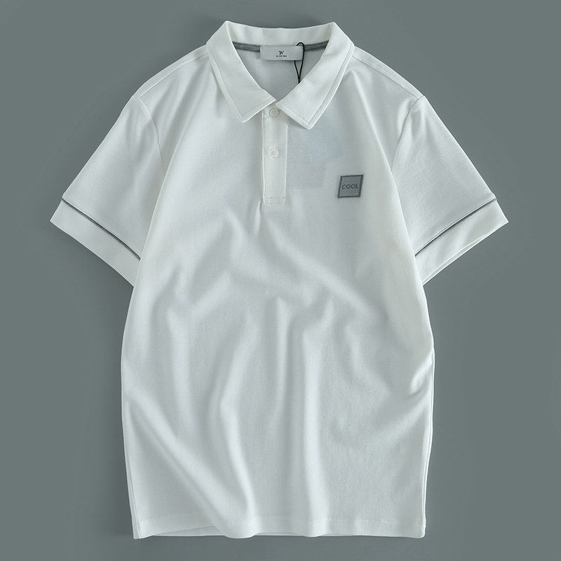 Export OEM Goods Cattle Goods Summer Thin Lapels Plus Size Men Casual Lapel Short Sleeve Polo Shirt Men s Loose T-shirt Beige 2XL