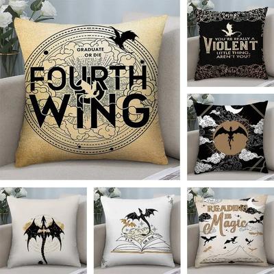 Vintage F-Fourth Wing Pillow Case Short Plush Double-sided Print Square Throw Pillow Covers Sofa Home Cushion Decor