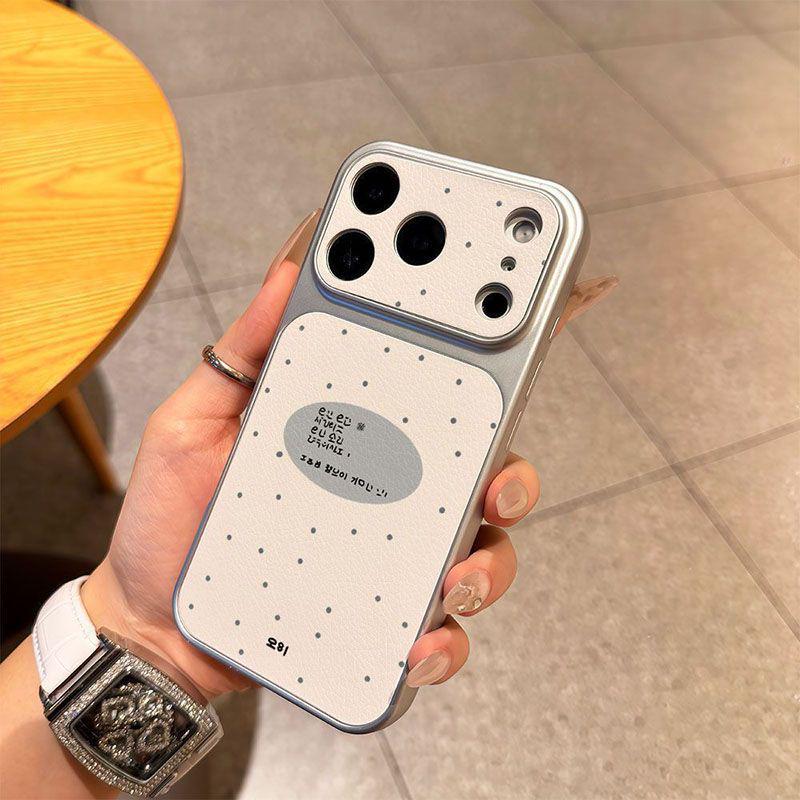 English Polka Dot Leather Texture Soft Case for Apple iPhone 13-17 Pro Max