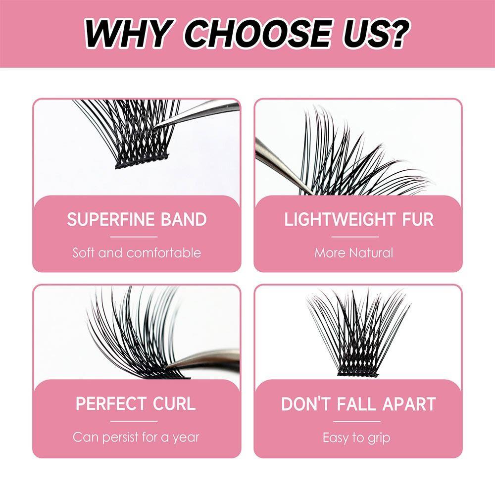 144pcs DIY Lash Extension Kit 8-16mm Individual Lashes Kit Trendy Lash Clusters  for Self-Use