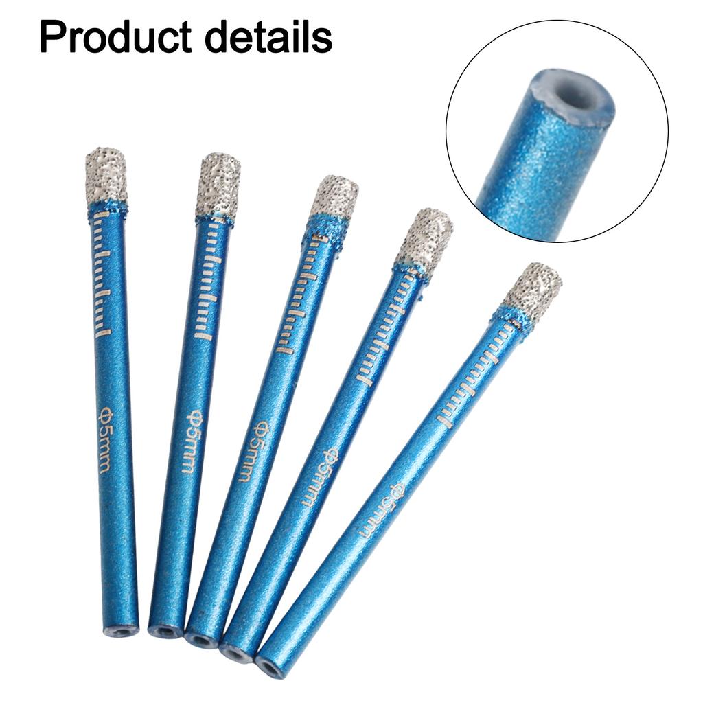 5PCS Diamond Coated Core Drill Bit 5mm Round Shank For Porcelain Tile Marble And Slate Cutting Replace Drill Bits Without Water
