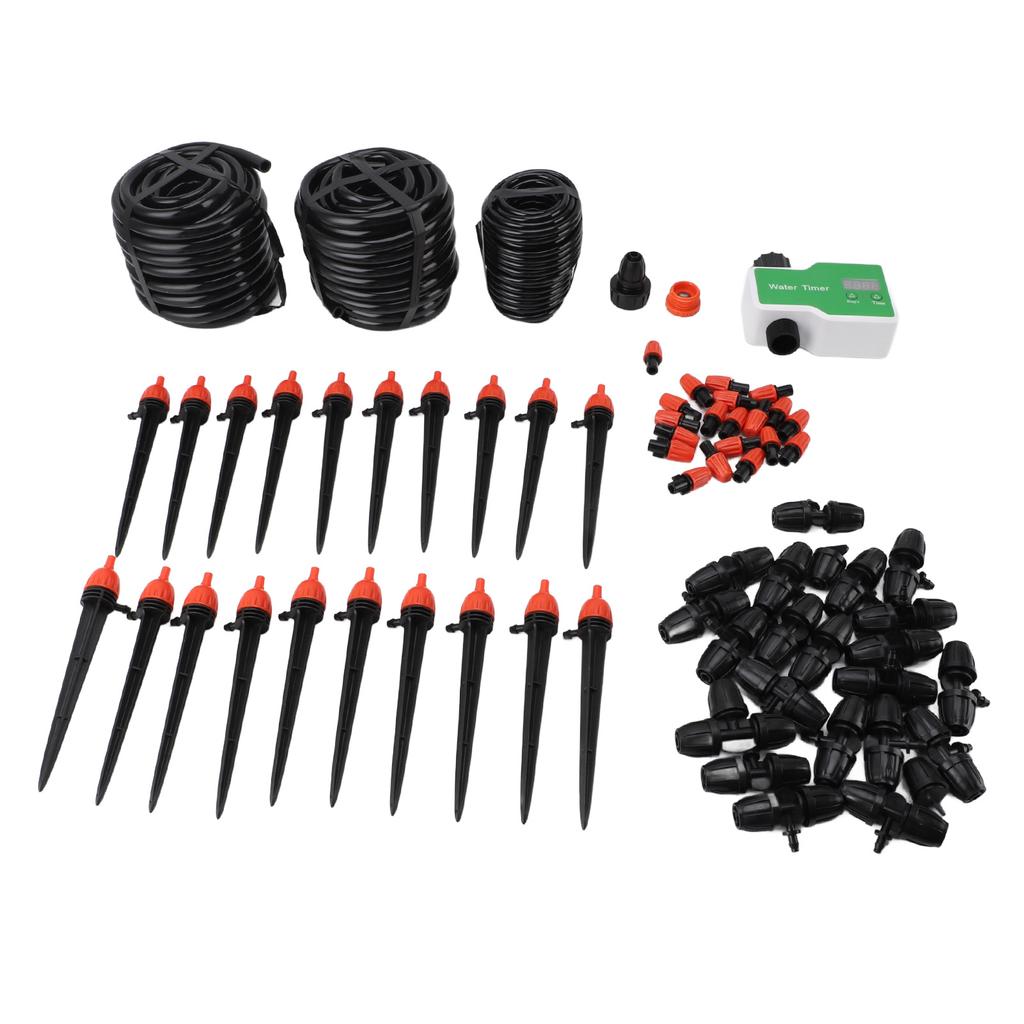 Drip Irrigation System Kit Automatic Watering System with Water Timer for Greenhouse Garden Lawn