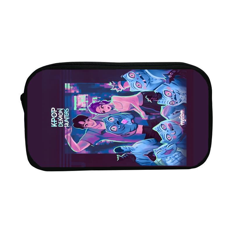 1 Piece Boy Girl Retro Large Capacity Pencil Pouch Kpop Demon Hunters Zipper Pencil Case School Stationery Storage Bag