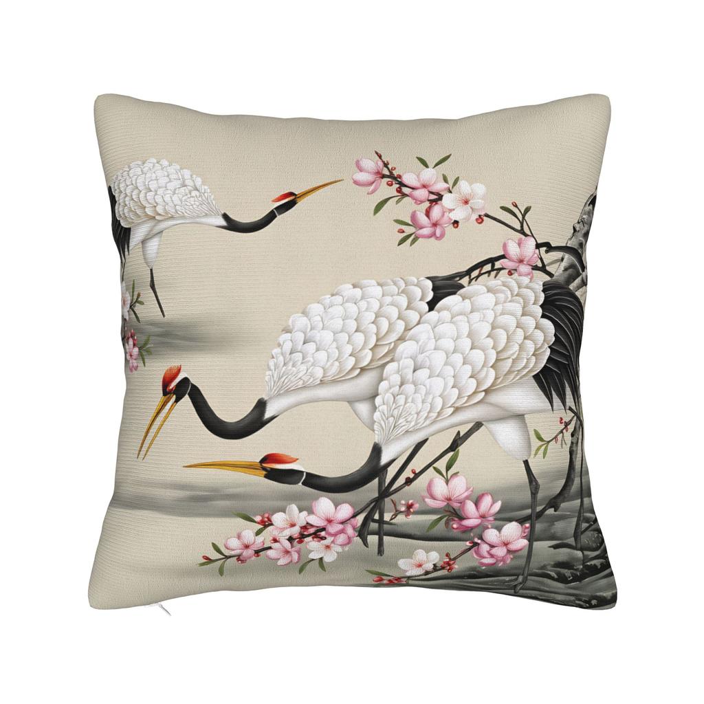 Chinese Style Crane Pillow Case Print Pillow Cover Funny Pillowcases For Sofa Car Home Decor