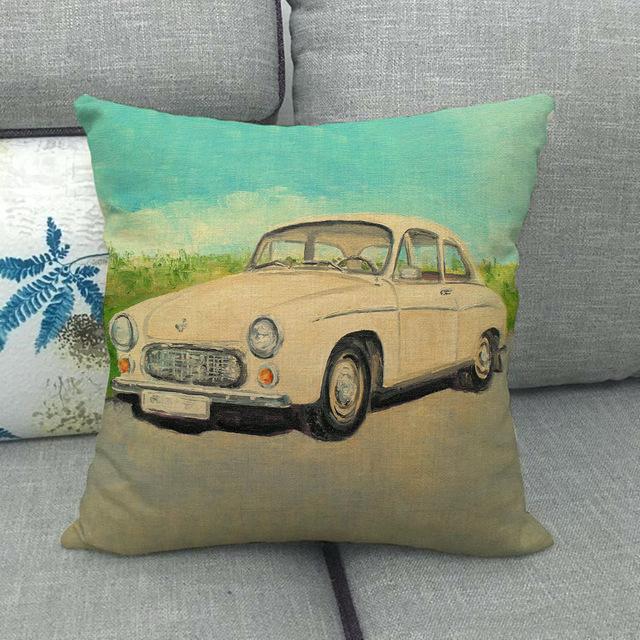 45cm *  unique watercolor car beetle design, suitable for family bedroom hotel  decoration pillow case