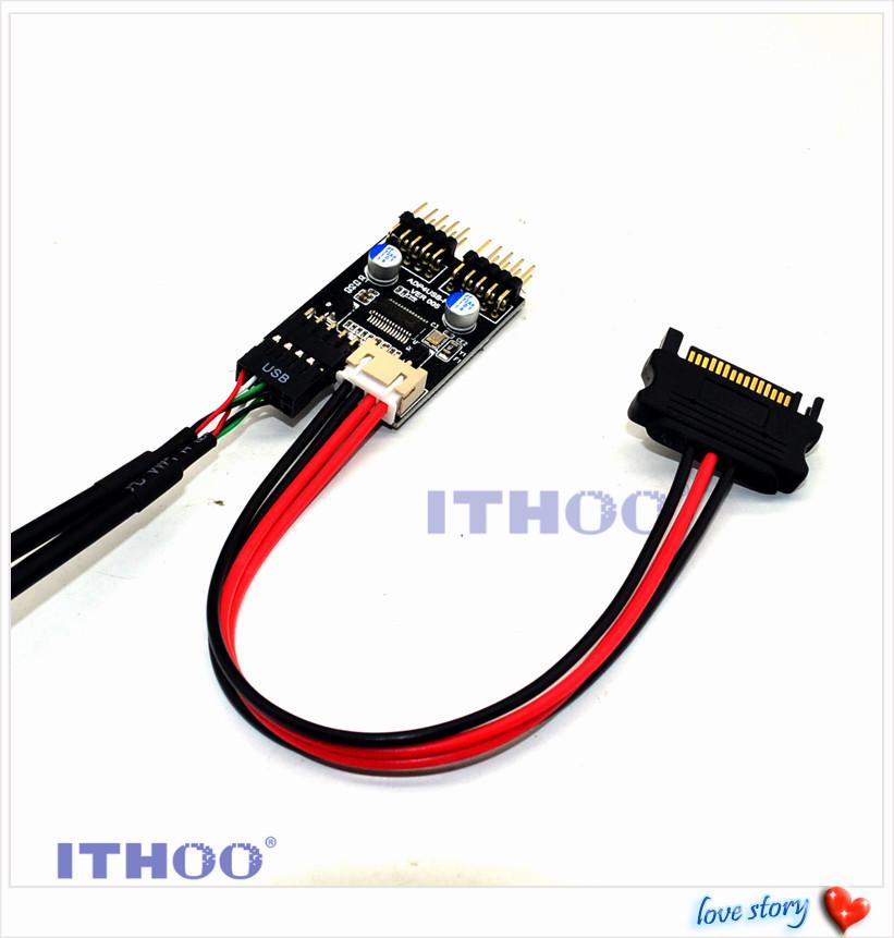 USB 2.0 Motherboard Hub: 9-Pin to Dual 9-Pin Expansion Adapter