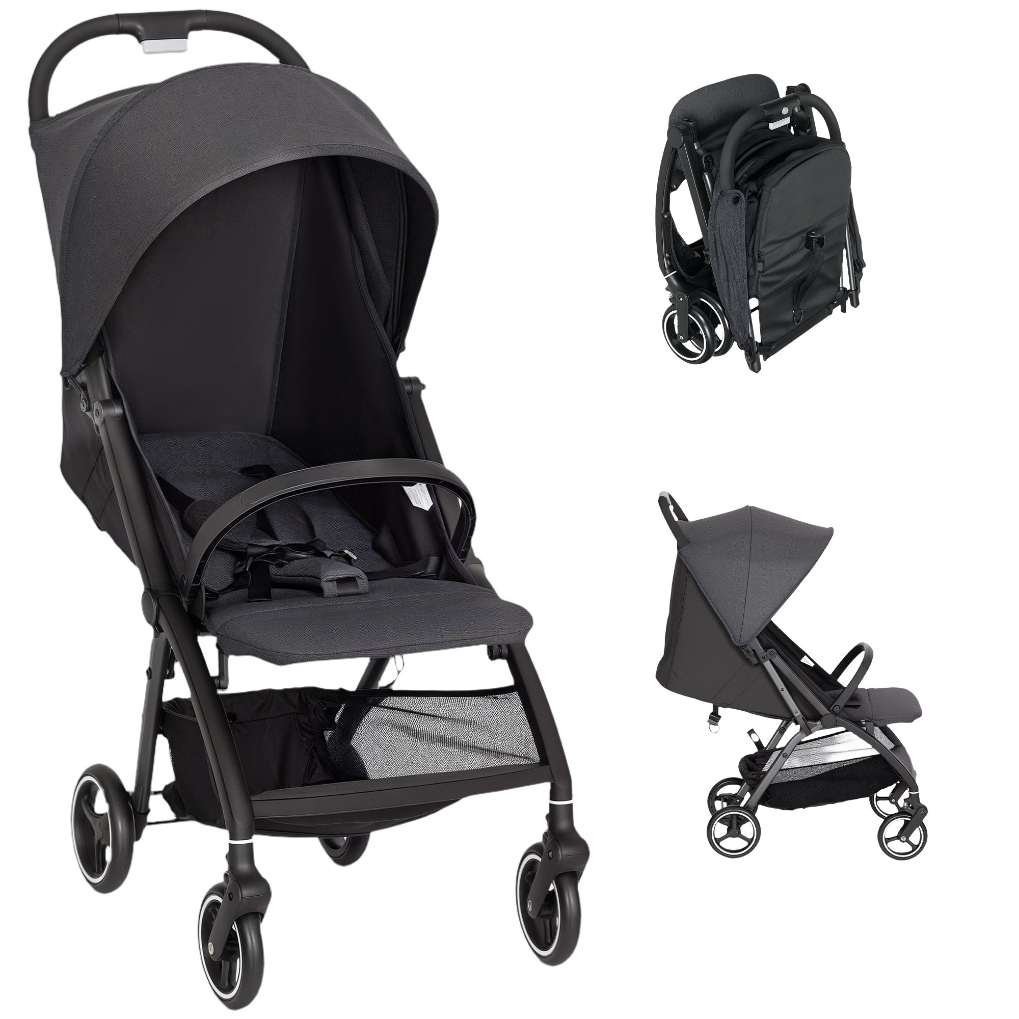 Folding Baby Stroller with Reclining Backrest