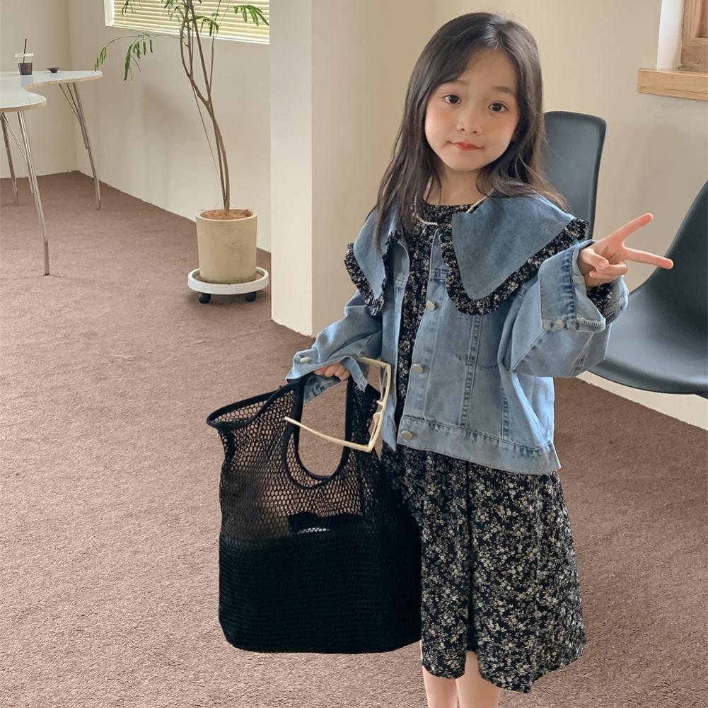 Children Girls Clothing Sets Autumn Kids Clothes Cute Lapel Denim Jacket Floral Dress 2Pcs Toddler Girl Clothing