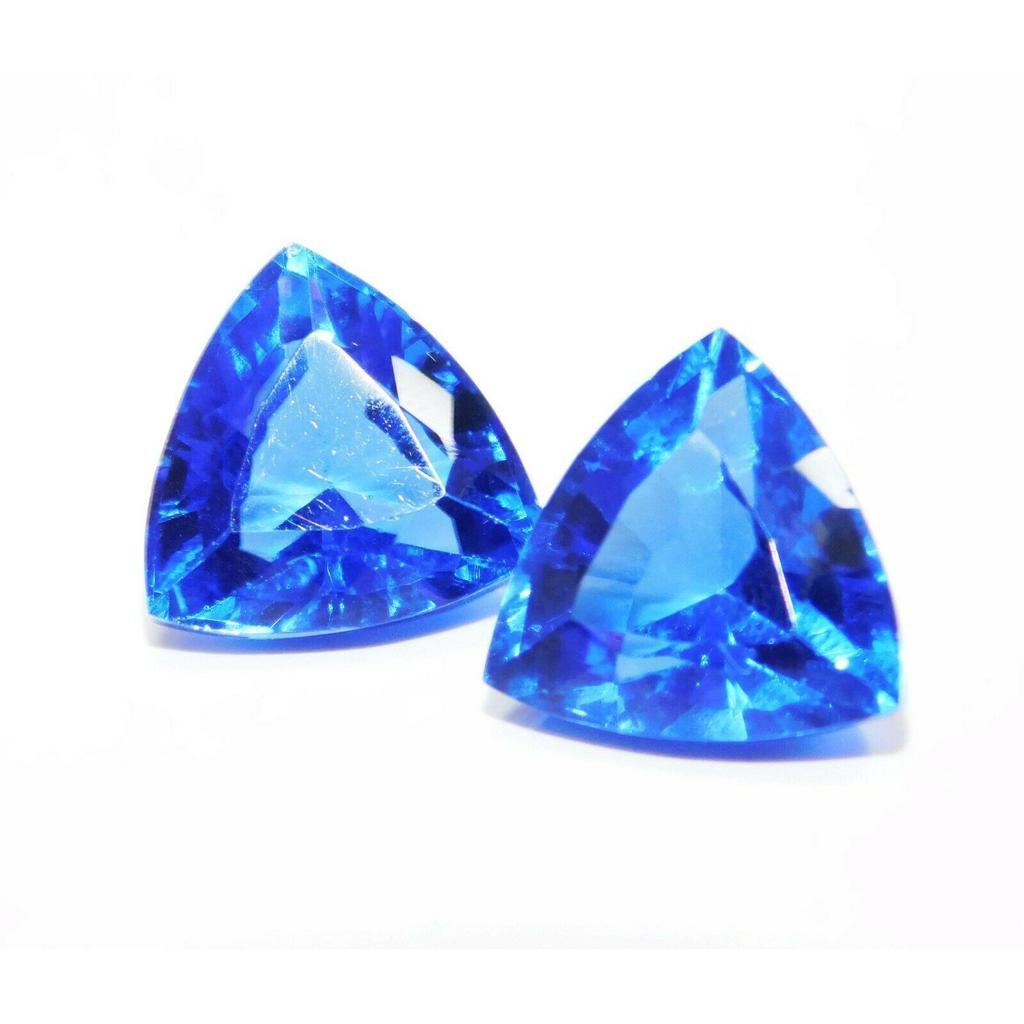 Natural Blue Tanzanite Loose Gemstone 14.80 Ct Trillion Shape Pair for Jewelry Making and Crafts