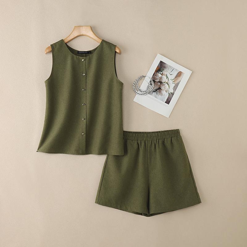 ZANZEA Women Sleeveless Tank Tops and Shorts Summer Two Piece Suit Sets