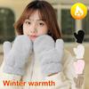 Thicken Plush Soft Winter Fingerless Gloves Women WarmFur Fuzzy Mittens Cold Protection Velvet Lining Outdoor Fluffy Gloves