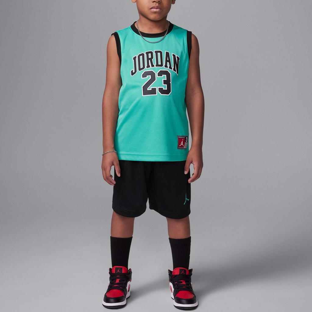 Nike Casual Sports Suit Soft Skin-Friendly Loose Comfortable Kids Suit Black Washed-Teal HF2234-013