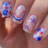 Square Press On Nail 4th of July Fake Nail Independence Day Glues On Nail Patriotic False Nail Full Cover Fake Nail